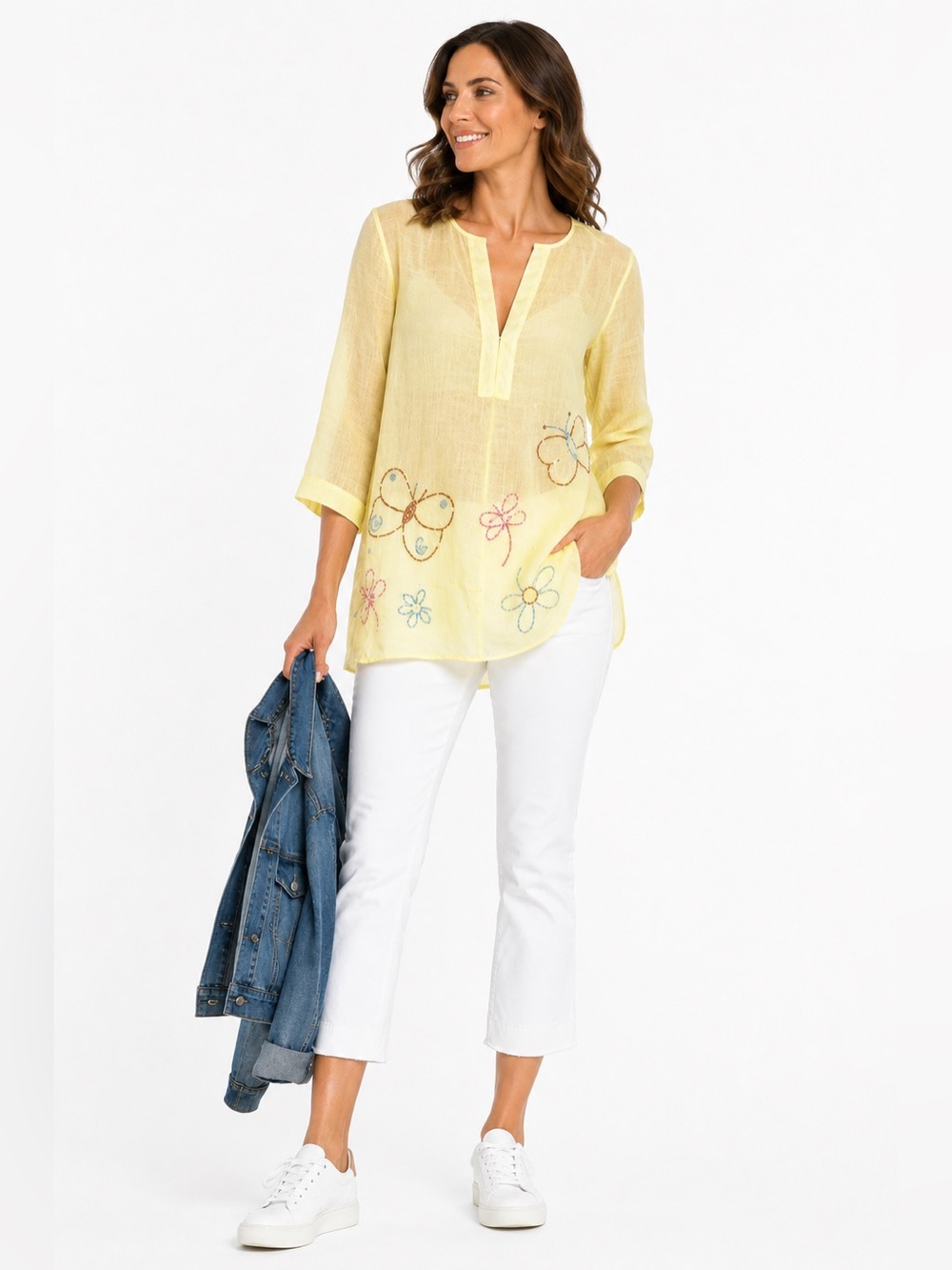 Anthropologie Fei Pursuit Of Happiness popover sheer tunic sequined sunshine